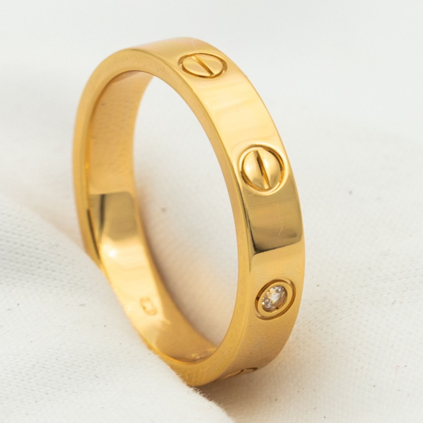 [Renovia Jewelry]LOVE RING 4MM 1 DIAMOND PINK GOLD