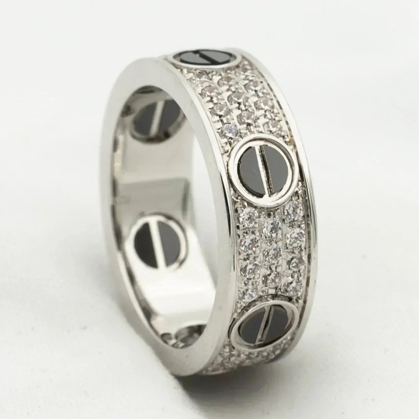 [Renovia Jewelry]LOVE RING 5.5MM DIAMONDS PAVED CERAMIC