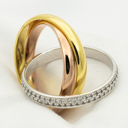 [Renovia Jewelry Jewelry]TRINITY RING GOLD PINK GOLD SILVER DIAMONDS