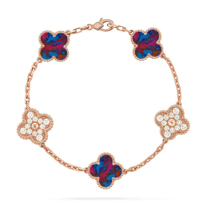 [Renovia Jewelry]CLOVER 5 MOTIF COLOR GEMSTONES BRACELET COLLECTION