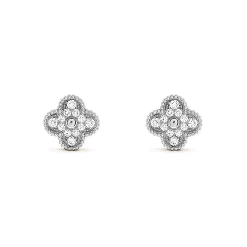 [Renovia Jewelry]CLOVER 1 MOTIFS DIAMOND STUD EARRINGS SILVER
