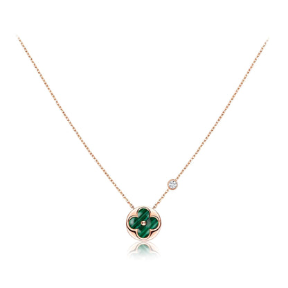[Renovia Jewelry]SUN PEDANT PINK GOLD 1 DIAMOND NECKLACE
