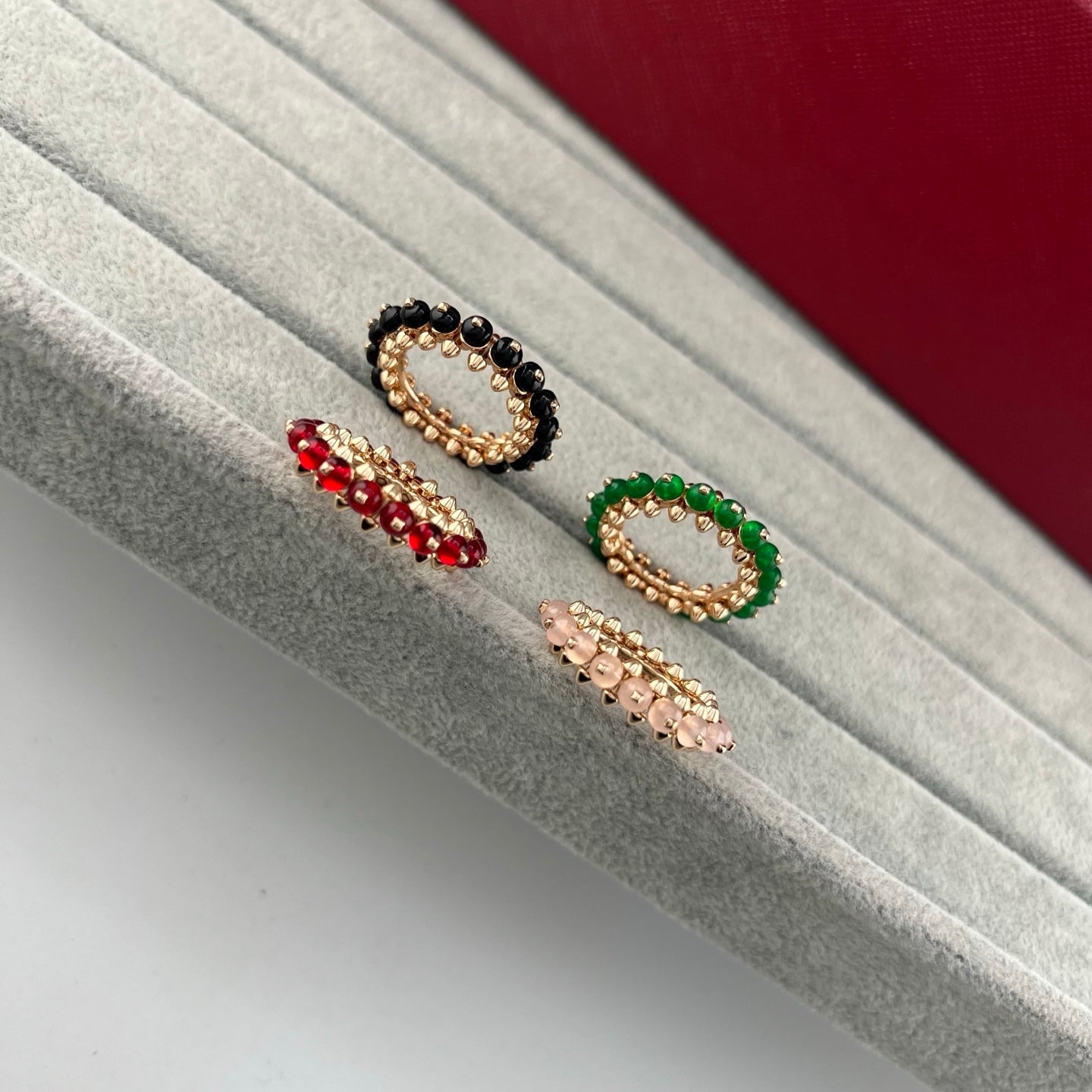 [Renovia Jewelry]PYRAMID COLORED STONE STUD RING