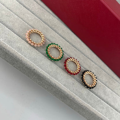 [Renovia Jewelry]PYRAMID COLORED STONE STUD RING