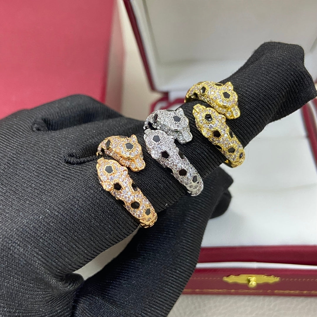 [Renovia Jewelry]FULL DIAMOND DOUBLE LEOPARD HEAD RING