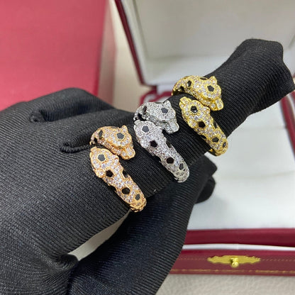 [Renovia Jewelry]FULL DIAMOND DOUBLE LEOPARD HEAD RING