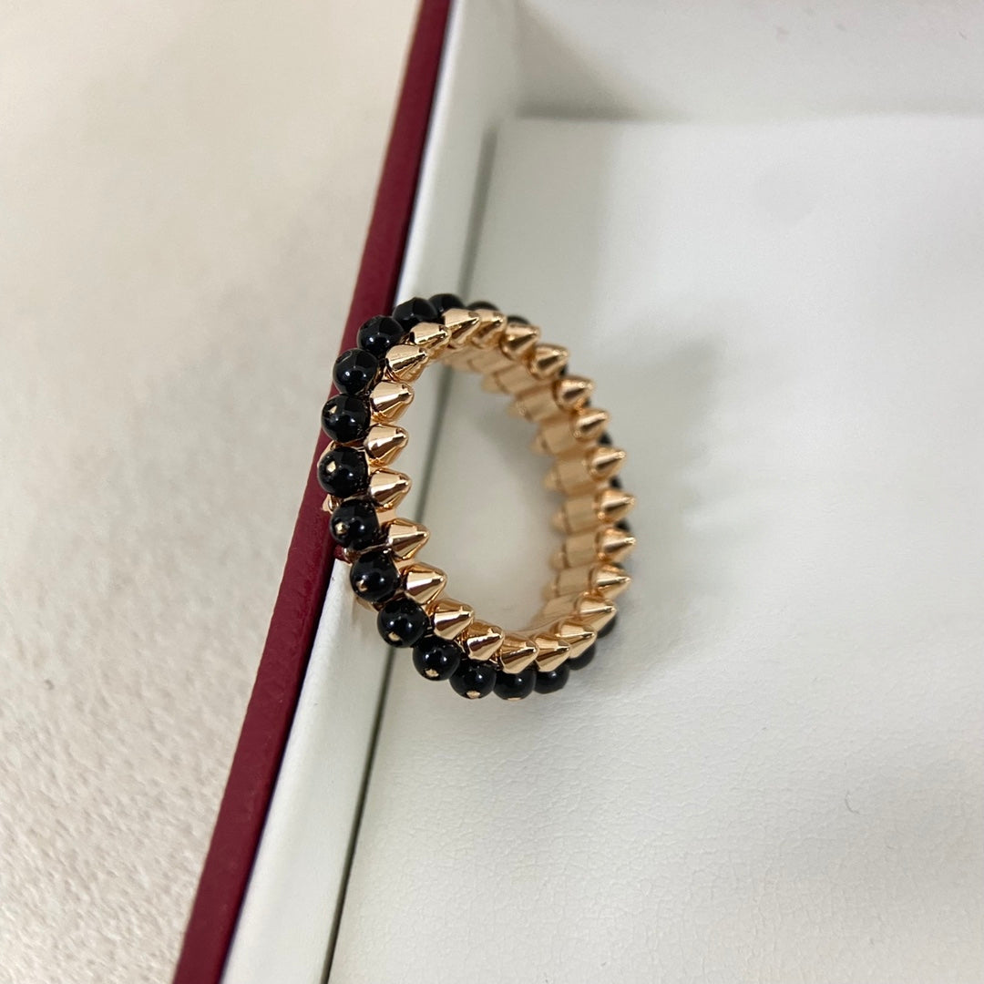 [Renovia Jewelry]BLACK BEAD STUD RING