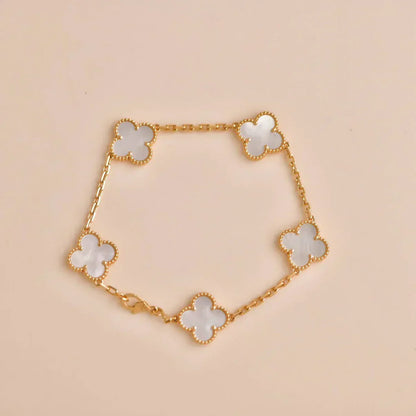 [Renovia Jewelry]CLOVER WHITE PEARL MOP 5 MOTIF BRACELET COLLECTION