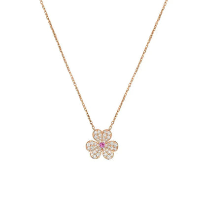[Renovia Jewelry]FRIVOLE ROSE GOLD FLOWER DIAMOND NECKLACE