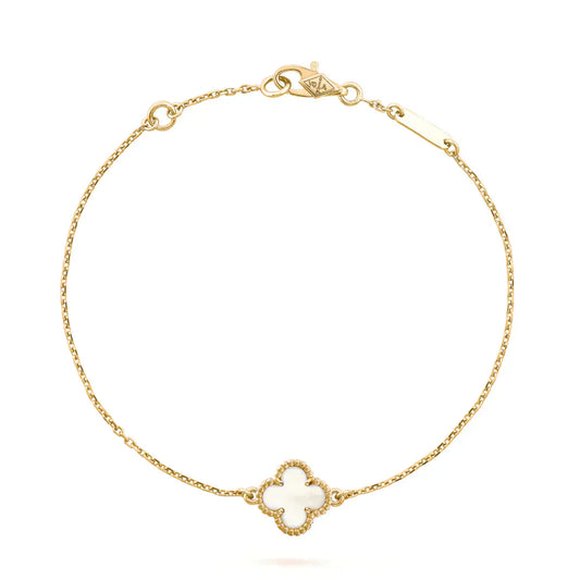 [Renovia Jewelry]CLOVER WHITE MOP SINGLE FLOWER BRACELET