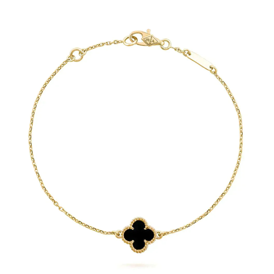 [Renovia Jewelry]CLOVER ONYX SINGLE FLOWER BRACELET