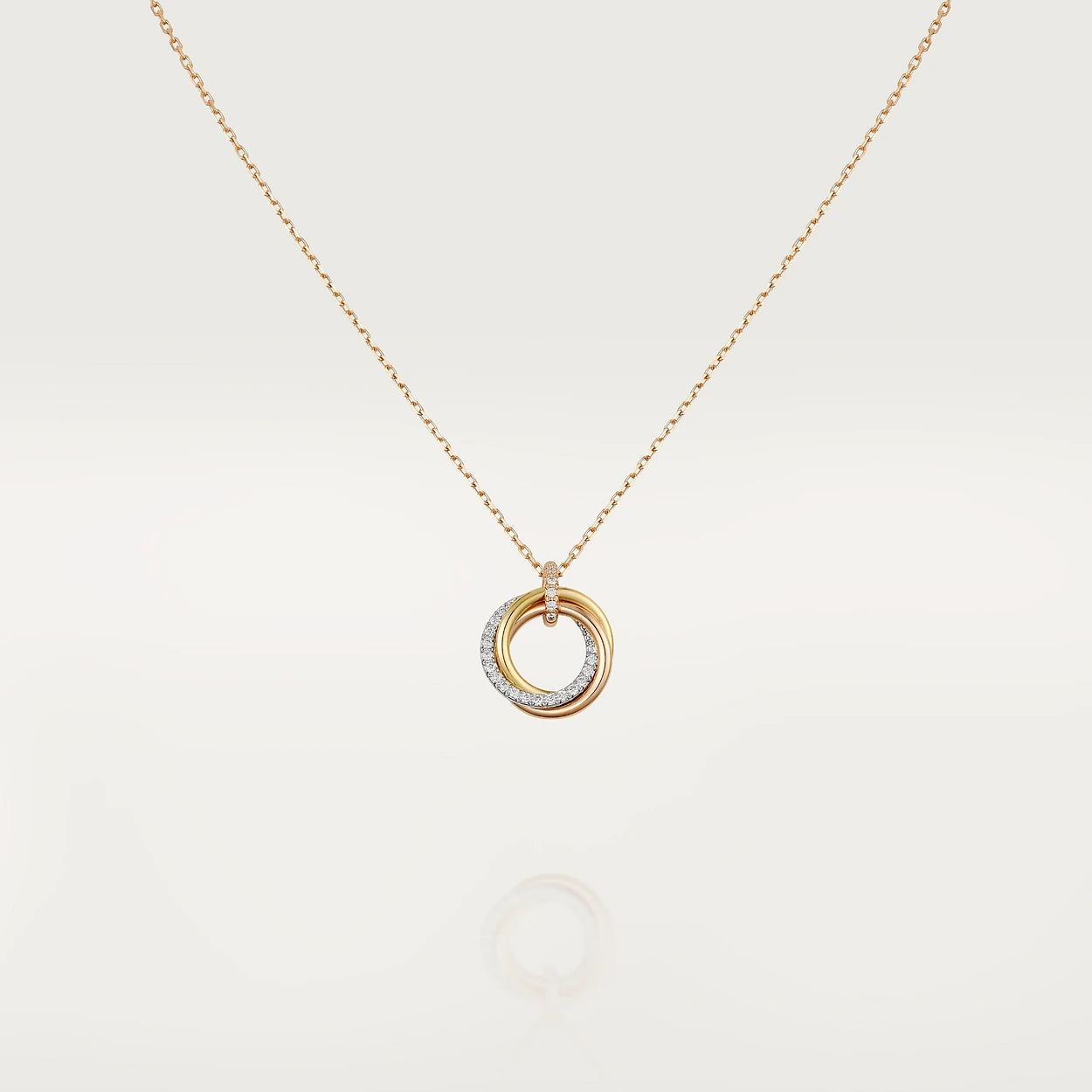 [Renovia Jewelry]TRINITY NECKLACE SILVER GOLD PINK GOLD DIAMONDS