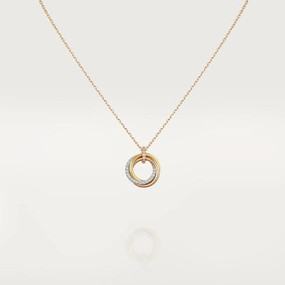 [Renovia Jewelry]TRINITY NECKLACE SILVER GOLD PINK GOLD DIAMONDS
