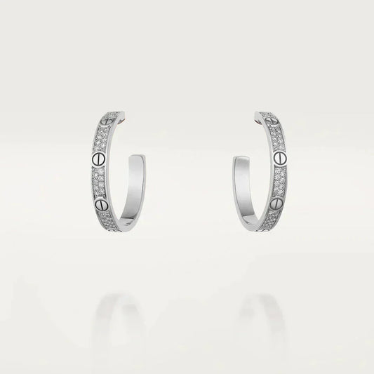 [Renovia Jewelry]LOVE DIAMOND SILVER HOOP EARRINGS