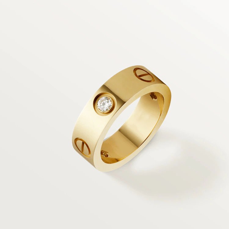 [Renovia Jewelry]LOVE RING 5.5MM 3 DIAMONDS PINK GOLD