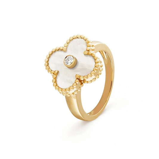 [Renovia Jewelry]CLOVER PINK MOP RING GOLD DIAMOND